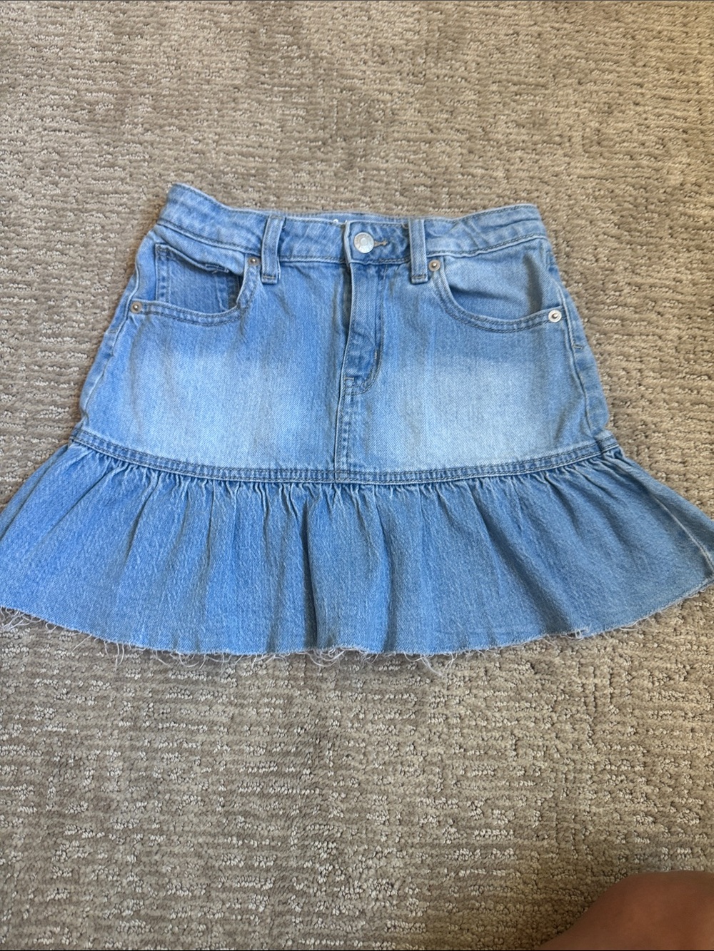 Cat & Jack Light Blue Denim Ruffle-Hem Mini Skirt